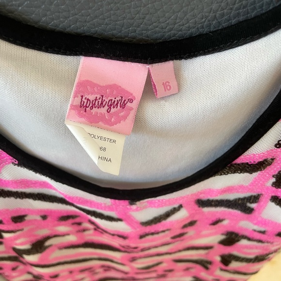 Juniors Black, white & Pink Sequence Dress Size 16 - Picture 3 of 3